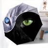 Cat Yin Yang Automatic Folding Umbrella  8 Ribs, Durable Iron Frame, Bright Color Pattern Compact Travel Umbrella, Suitable for Outdoor, Bea