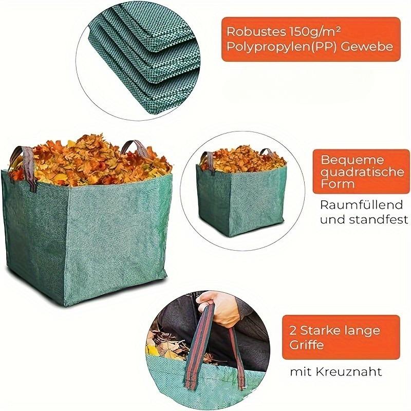 60/125L Robuster Gartenspeicherbeutel, Durchstichfester Wiederverwendbarer Rasen-Laubbeutel mit Verstärkten Griffen, Laubsammelbeutel