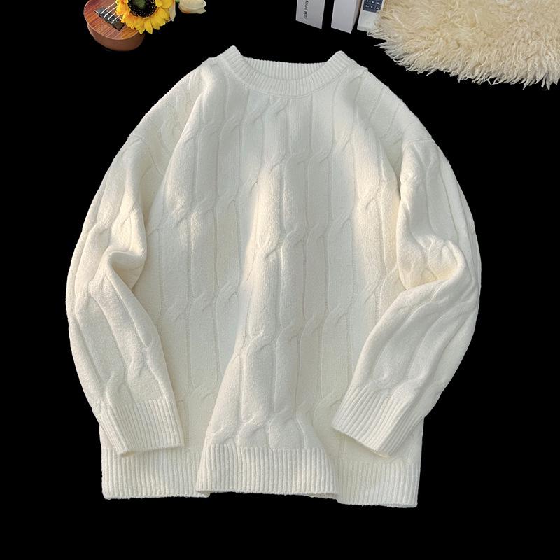 Men's Lazy Style Knit Crew Neck Sweater - Thickened Trendy Autumn/Winter Base Layer