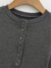 Damen Spicy American Henley Samt-T-Shirt – Warm, Knopfleiste, Langarm für Herbst/Winter, Eng anliegend, Basisschicht