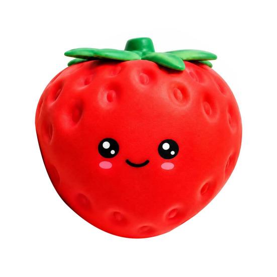 Portable Stress Reliever Cartoon Strawberry Relief Toy Giant Squeeze Fake Safe Toy Fruit Sensory Fidget for Home Office School Adult