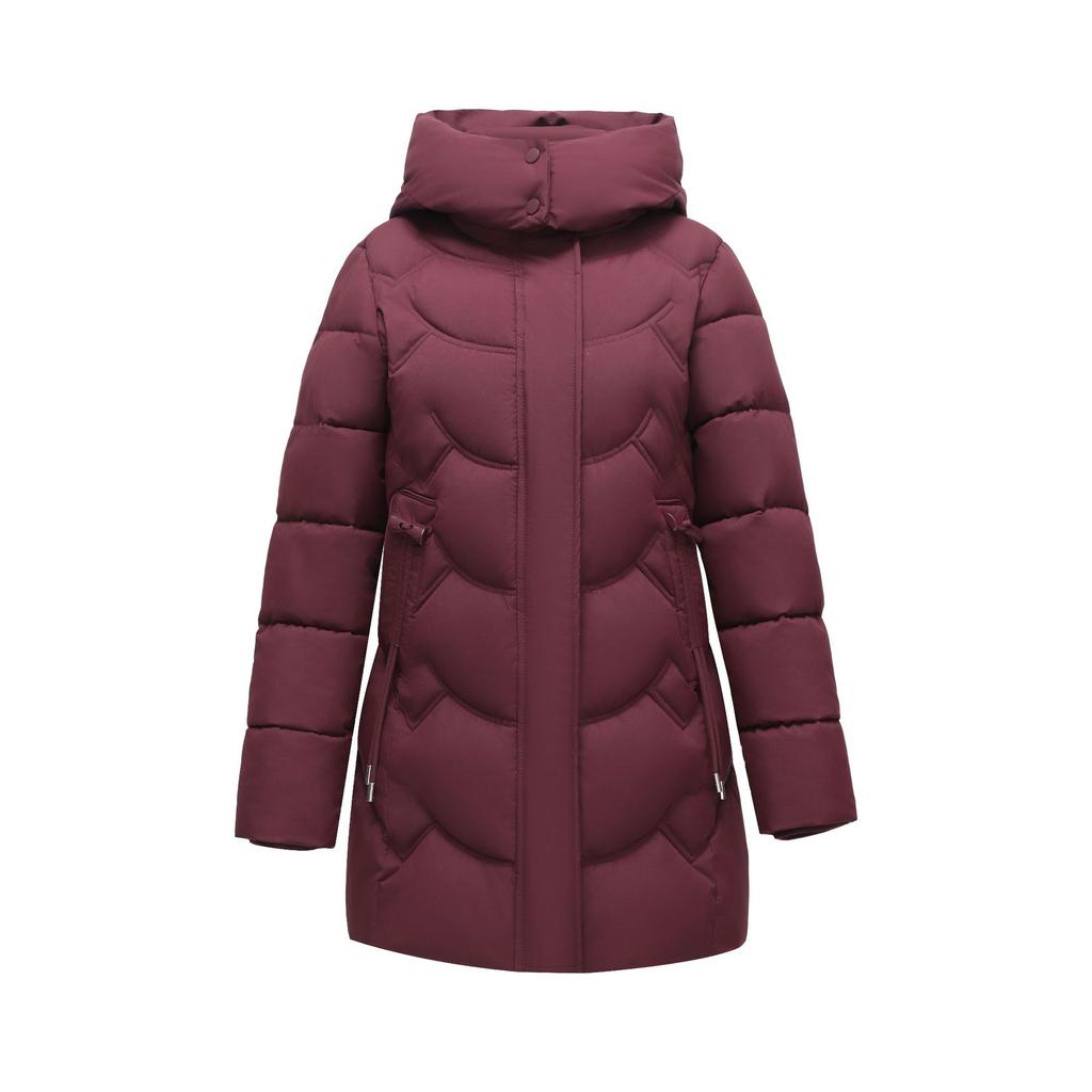 Middle-aged and elderly large-size cotton-padded clothes, women's medium and long hats, removable winter mother's clothing temperament, thickened cott