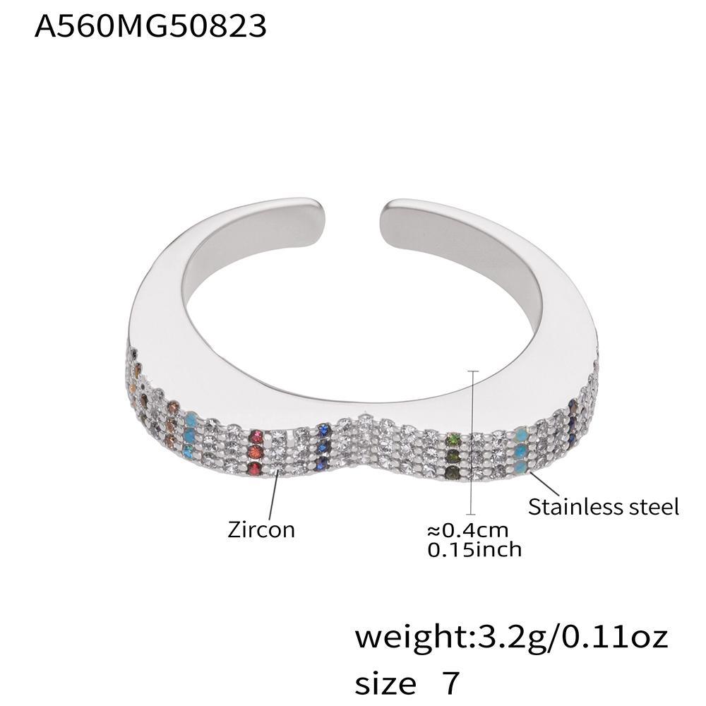 Multi Shiny Zircon Open Ring In Stainless Steel 18K Gold Plated With Cubic Zirconia Heart Shape Statement Rings For Women