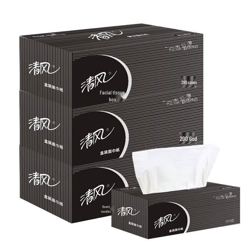 Qingfeng 2-Ply Embossed Boxed Facial Tissues, 36-Pack