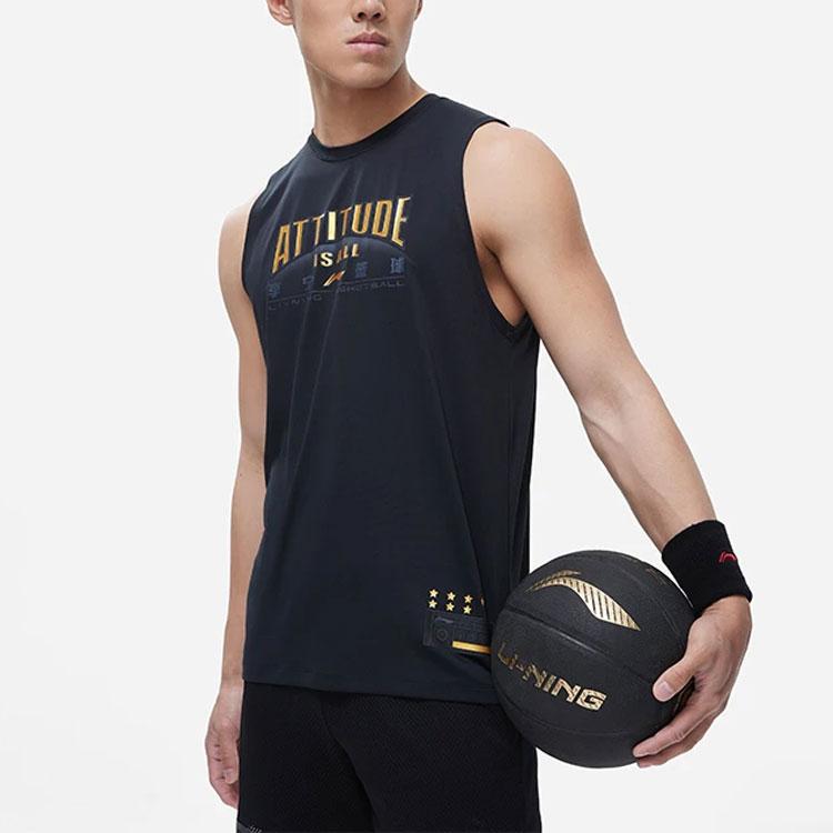 LiNing Professional Basketball Series Letter Print Moisture-Wicking Quick-Drying Singlet Men Tops AVST037-12