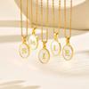 Vnox Pretty Letters Ketting voor Dames, Roestvrij Staal Ovaal Wit Schelp Letter A-Z Hanger, Gouden Kleur Sieraden Cadeaus