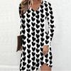 2026 European and American Women's Clothing Explosive New Models, Collar Printed Dress Women's Long-sleeved A-word Short Skirt