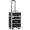 Carrello Trucco, Serratura a 2 Chiavi, Ruote, 36x23x52 cm, Nero