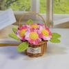 Lovely Hand-knitted Sunflower Basket Romantic Crochet Wedding Flowers Home Office Table Decor