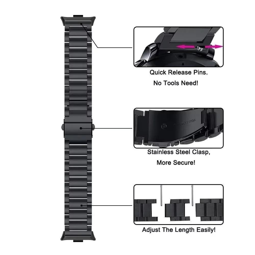 Metal Strap for Redmi Watch 5/Redmi Watch 4 Adjustable Stainless Steel Bracelet for Xiaomi Mi Band 9 Pro/Mi Band 8 Pro Wristband