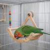 Funny Wooden Bird Swing Toys Hanging Durable Parrot Stand Wheel Bite Resistant Parrot Enrichment Toy Cage Accessories