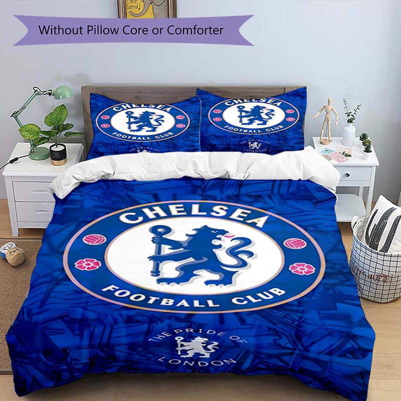 3pcs Football Team (35) Design Cover Set - HD Printed Bedding with 1 Cover and 2 Pillowcases - Perfect for Home and Dorm Decor