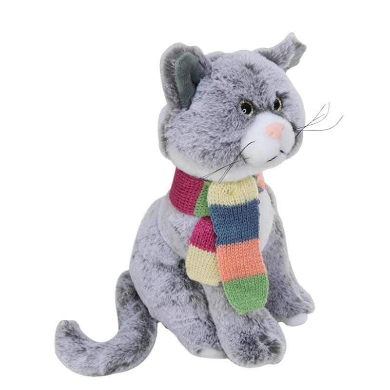 Foreign Trade Simulation Kitten Plush Doll - Children's Birthday Gift Cat with Scarf