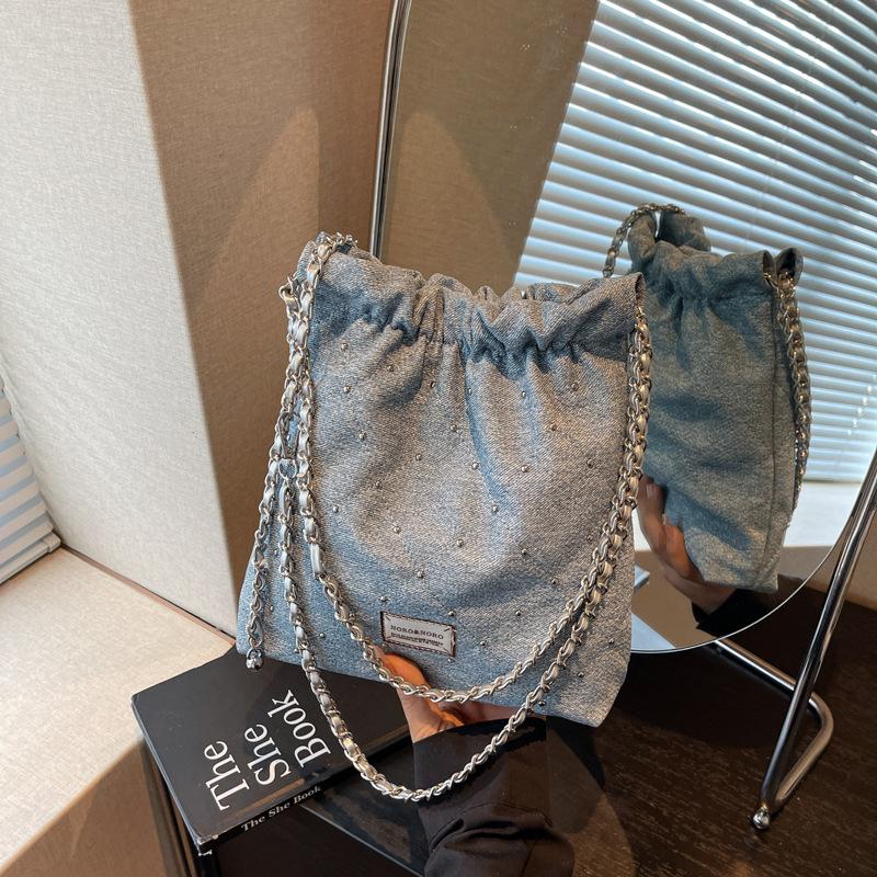 

Летняя популярная маленькая сумка женская новая модная универсальная цепочка сумка-мессенджер на плечо сумка-ведро синий