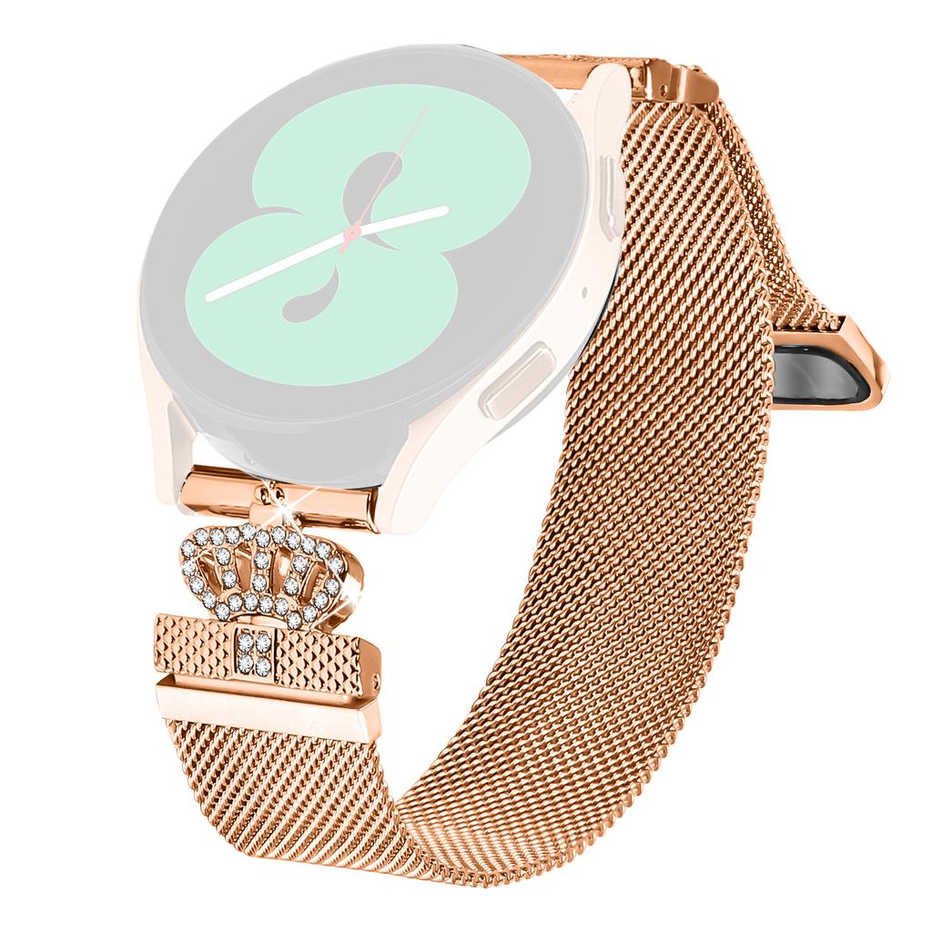 Für Samsung Galaxy Watch Active2 44mm/40mm Mailänder Maschenarmband Magnetischer Kronenverschluss Edelstahlarmband