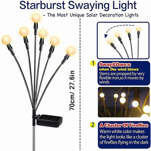 Upgrade 1/2/4 Stück Solar Glühwürmchen Lichter Außen Wasserdicht LED Garten Rasen Lampe Solar Schwingend Sonnenlichtbetrieben Landschaft Hof Terrasse Dekoration