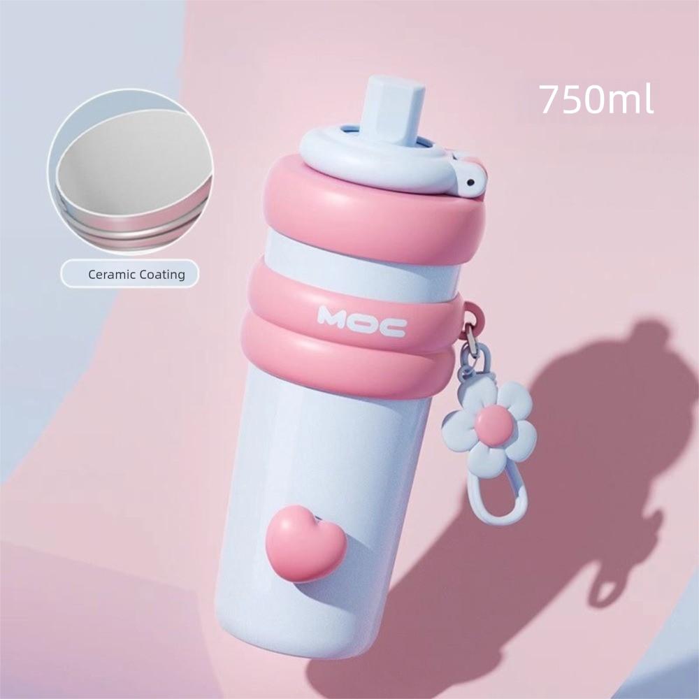 

Керамічна внутрішня колба Ізольована чашка 750 мл Вакуумна чашка Модна чашка з соломинкою Дорожня синій