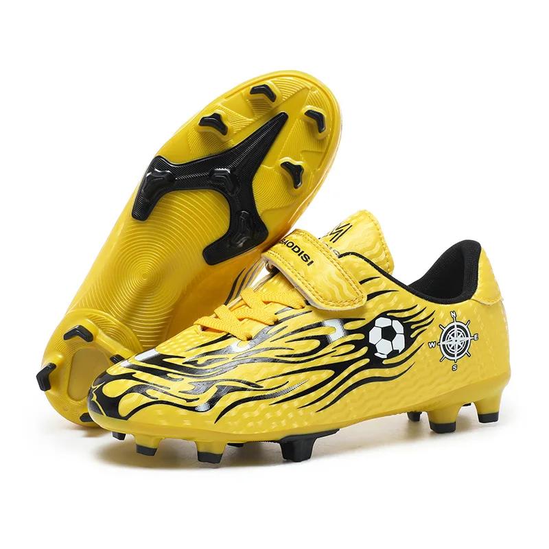 Outdoor Golden Children's Football Training Shoes AG/TF Soccer Cleats Kids Boys Quality Football Boots for Children Futsal Shoes