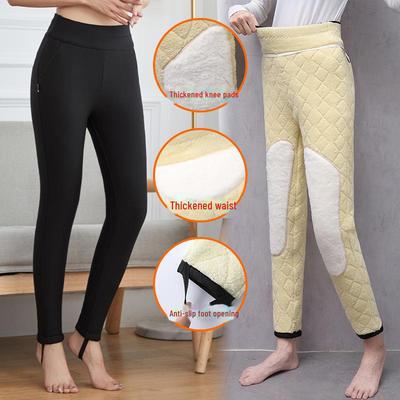 Nordöstliche Damen Extra Dicke Hohe Taille Lammfell Baumwolle Winter Leggings