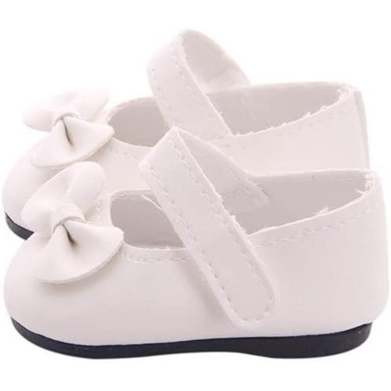 1 paio di scarpe per bambole in PU con fiocco per bambole americane da 18 pollici, accessori per bambole da 18 pollici, giocattoli
