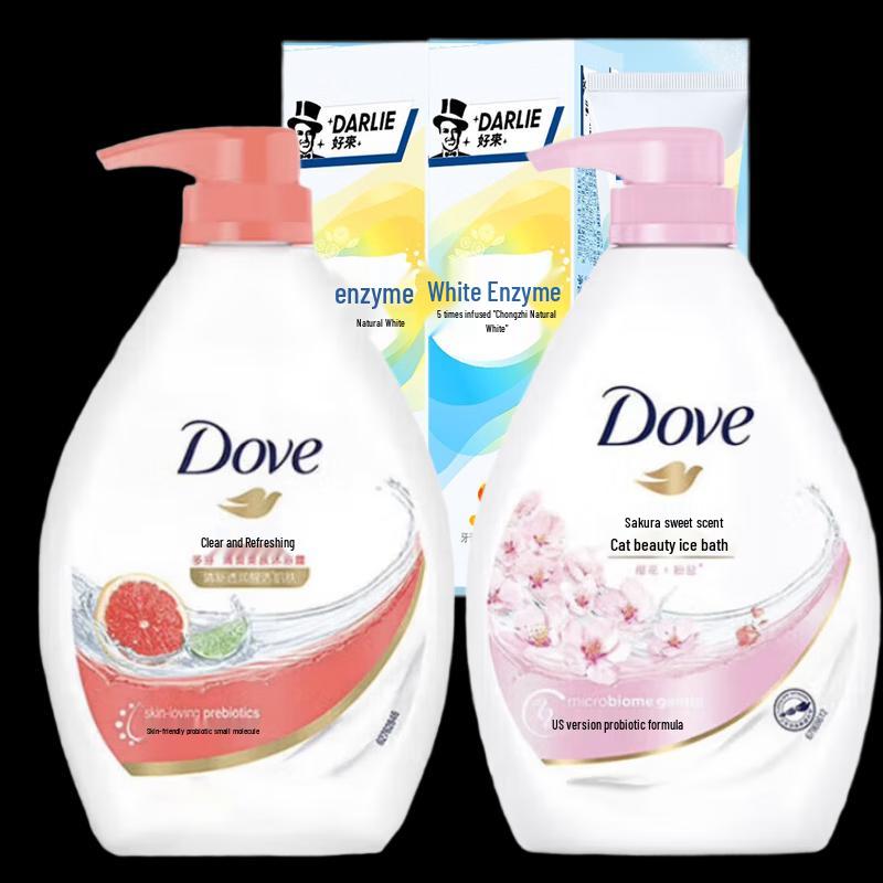 Darlie Bio-Enzyme Toothpaste & Dove Body Wash Family Set