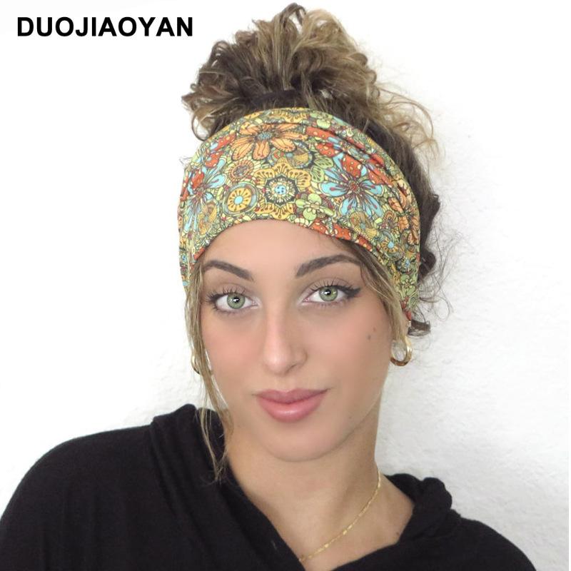 Knot Headband, Color Blocked Pattern Printed Sports Headband, Fashionable Polka Dot Wide Edge Elastic Headband