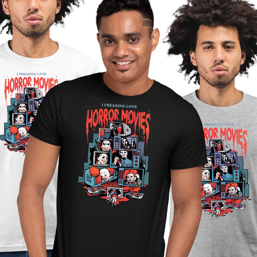 Love Horror Movies Tshirt Halloween Spooky Scary Unique Design Tee