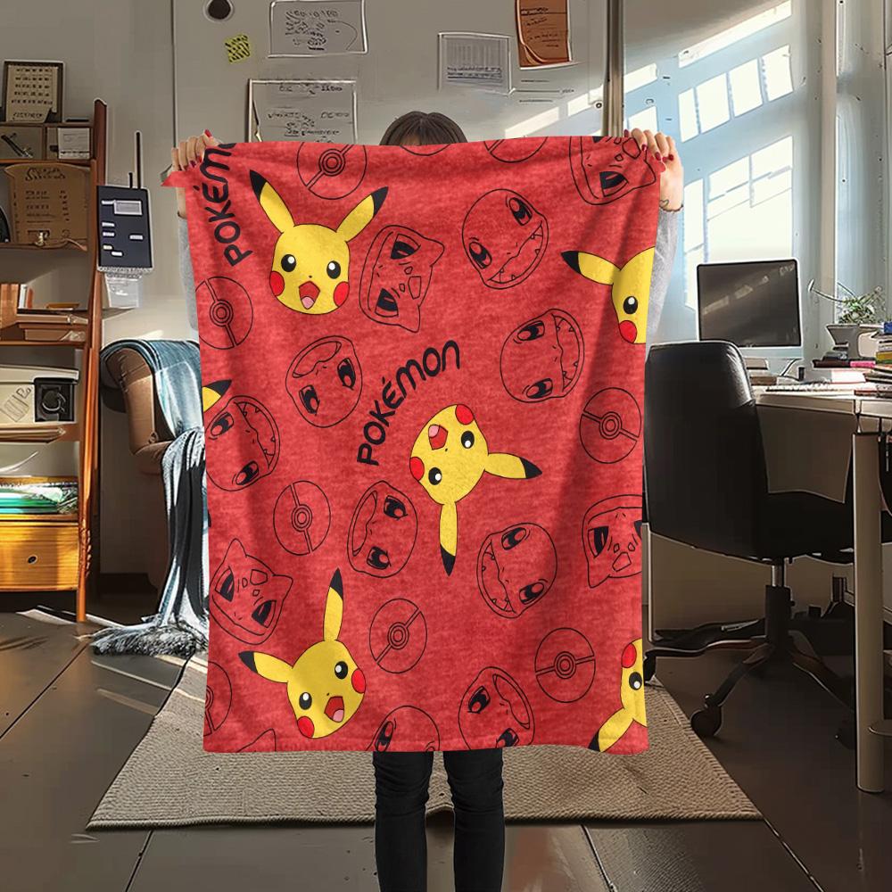 Pikachu and Eevee  Print Flannel Blanket, High quality Comfortable for All Seasons, Home Decor, Warmth and Comfort