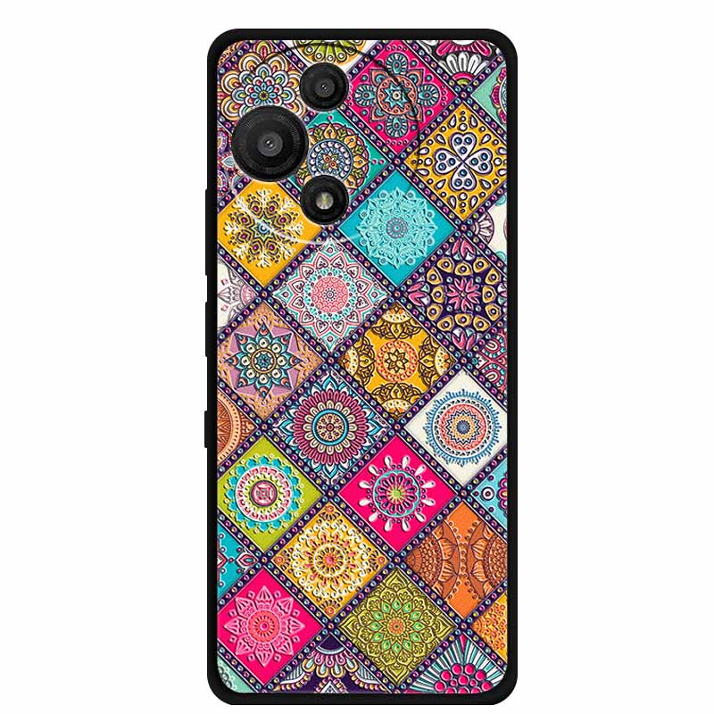 For TCL 60 SE Nxtpaper Case 3D Emboss Relief Flowers Black TPU Silicone Soft Back Cover Cases For TCL 60R Case 6.7" Fundas Bag