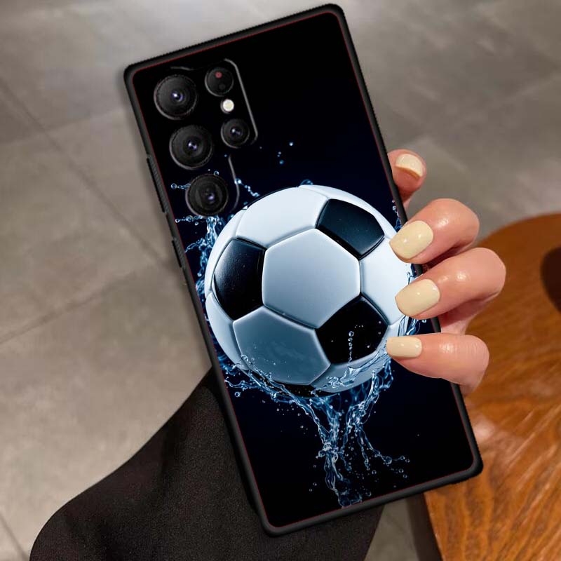 Moderne fodbold cool Til Samsung Galaxy S26 S25 S24 S23 S22 S21 S20 Ultra Plus FE 5G Sort Blød TPU Telefoncover