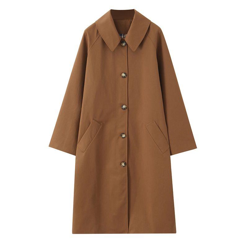 

Для Новой Осенней Женской Одежды 2025 Модный Стиль Модный Темпераментный Универсальный Поло Воротник Однобортное Пальто Тренд Chocolate color L