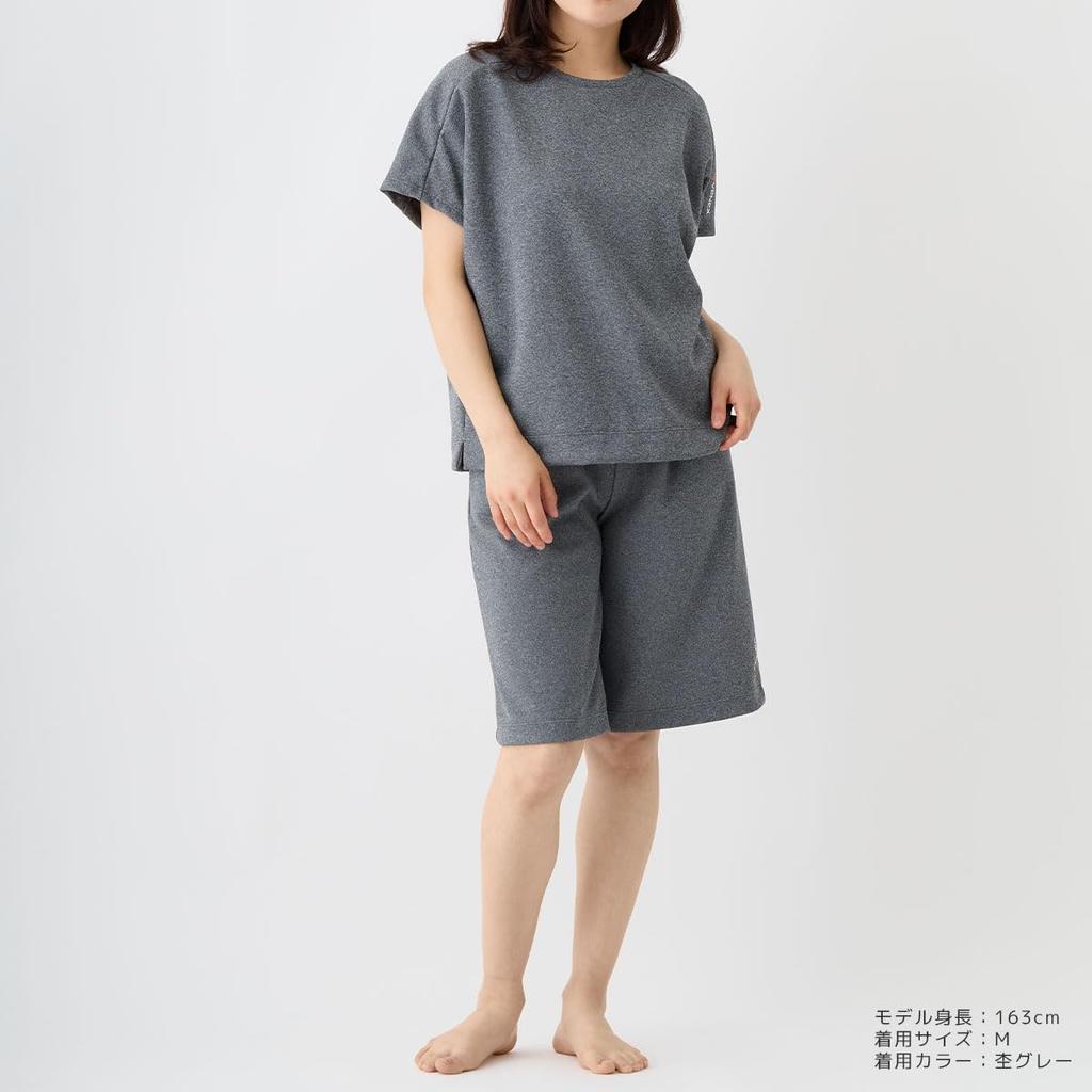 Venex Recovery Move Short Sleeve and Pants Heather Size General Medical Device Recovery Wear Women's Set, Gray, L,