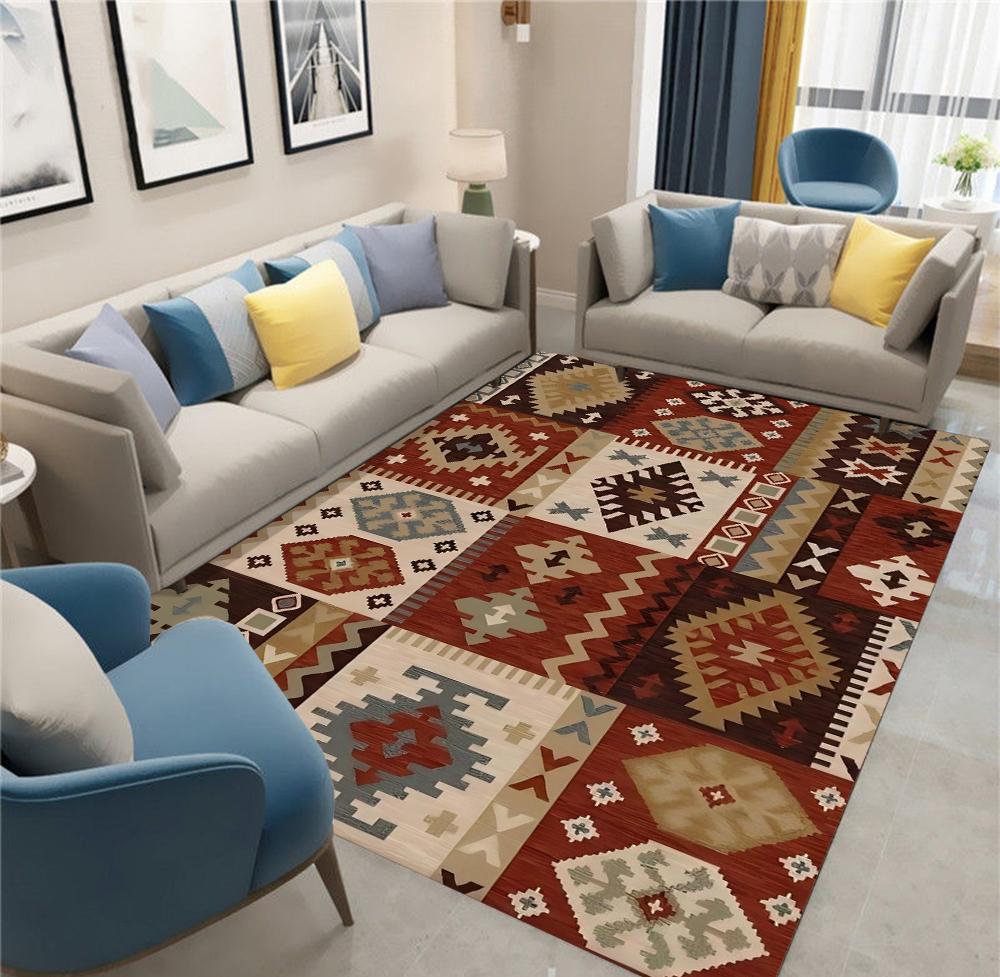

American Country and Garden Style Carpet, Living Room Sofa and Coffee Table Rug, Bohemian and Indian Style Home Floor Mat 50x80cm