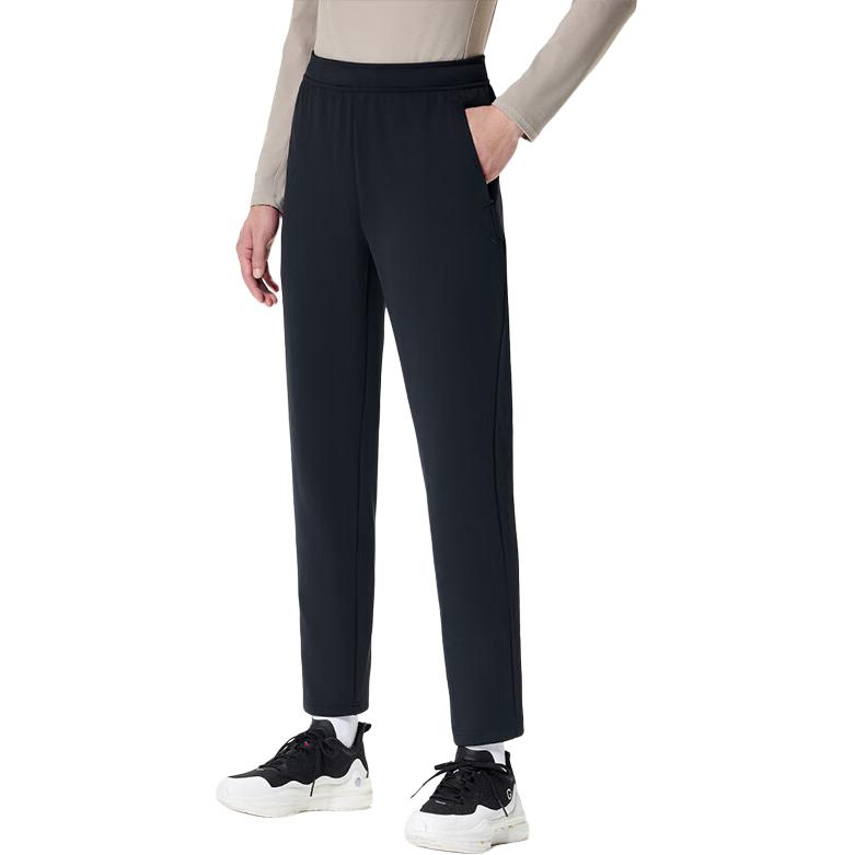 Anta Champion All-Weather Series Solid Color Mid-Waist Straight Leg Knit Casual Pants Men Bottoms Night-Sea-Black 152330302-3