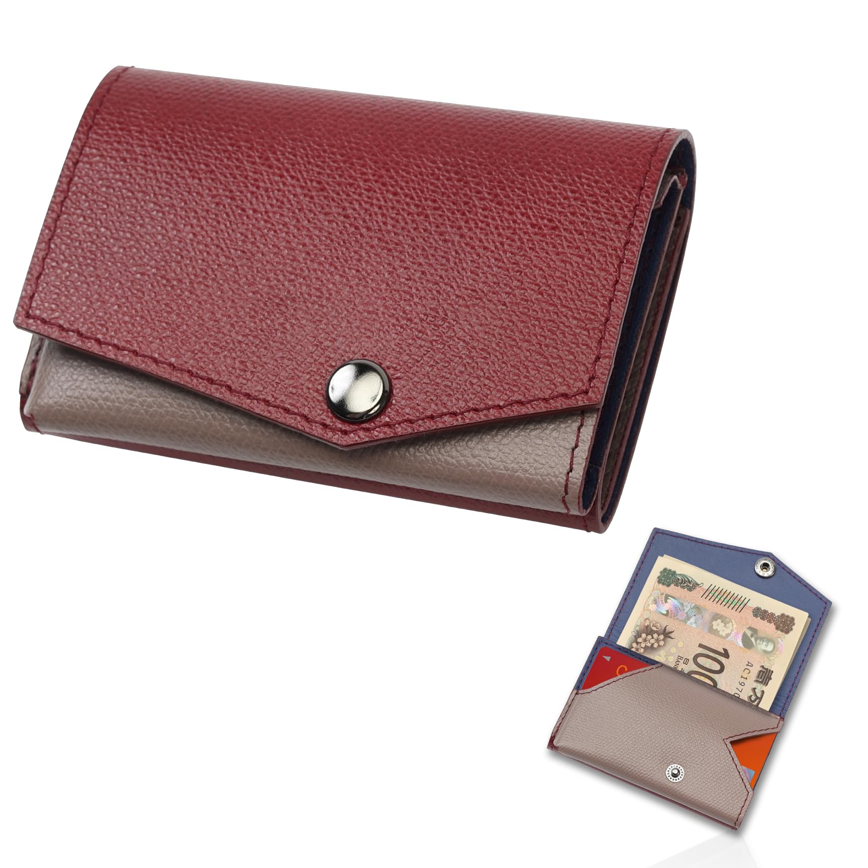 

Abrasus Маленький кошелек для мужчин и женщин, Сделано в Японии, из натуральной кожи, темно-красный