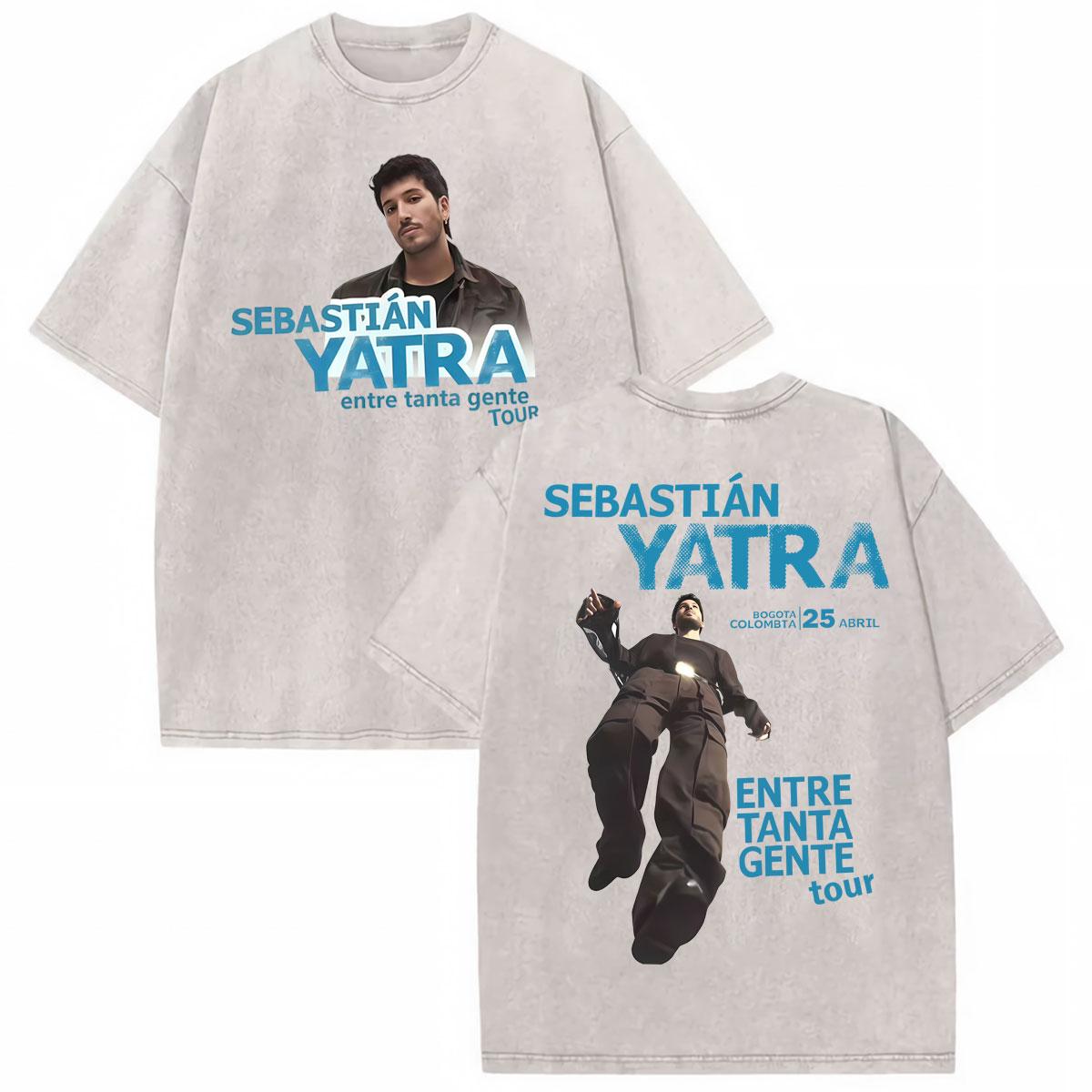 

Sebastian Yatra Entre Tanta Gente Tour T Shirt Men Women Harajuku Fashion Vintage Washed Tshirt Streetwear Cotton T Shirts S
