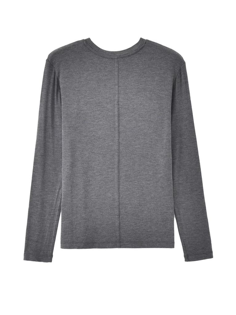Women's Slim Fit Cashmere Blend Minimalist Round Neck Long Sleeve T-Shirt