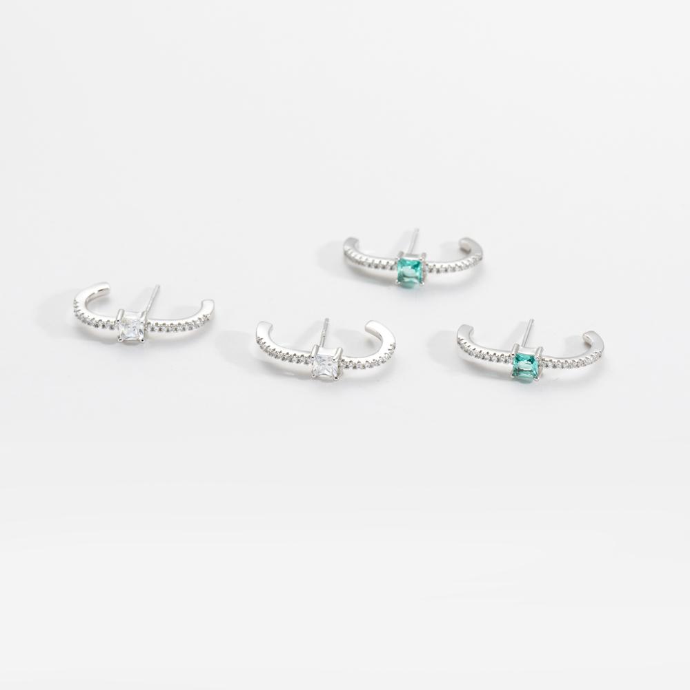 ANDYWEN 925 Prata Esterlina Ouro Quadrado CZ Hoop Piercing Brinco Mulheres Luxo Jóias Finas Presente Luxo Clipes Festa