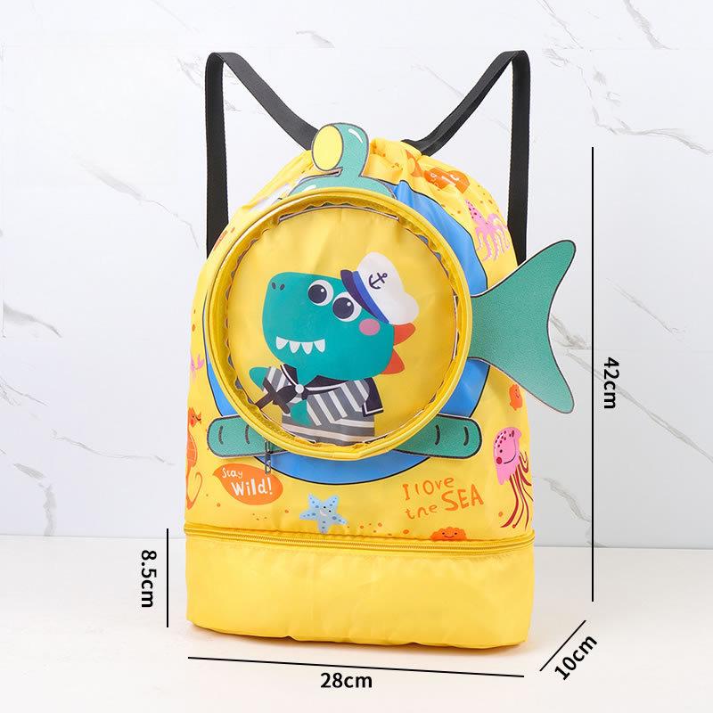Children's Waterproof Dry Wet Separation Swimming Bag, Cute Cartoon Kids Travel Sports Backpack, Portable Beach Bag for Boys and Girls