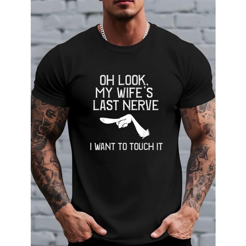 

European Size Men S Humorous Pattern T-Shirt - Black with White Text And Pointing Hand Design, Casual Short Sleeve Top,Suitable for Daily Wear S чёрный