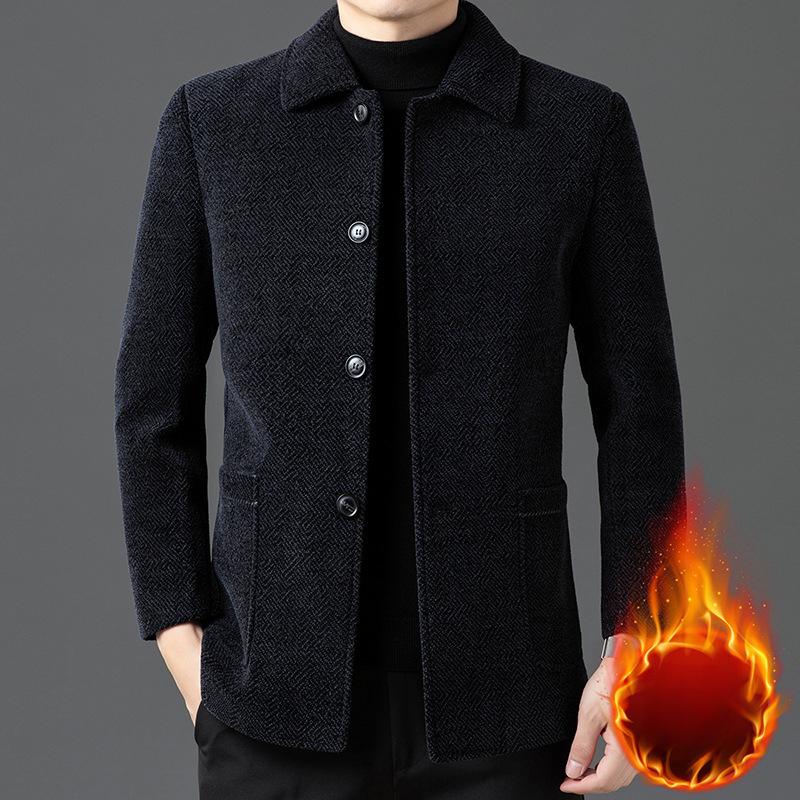 

Синяя новая свободная бархатная утолщенная мужская куртка из синели с лацканами, зимняя одежда для папы 4XL