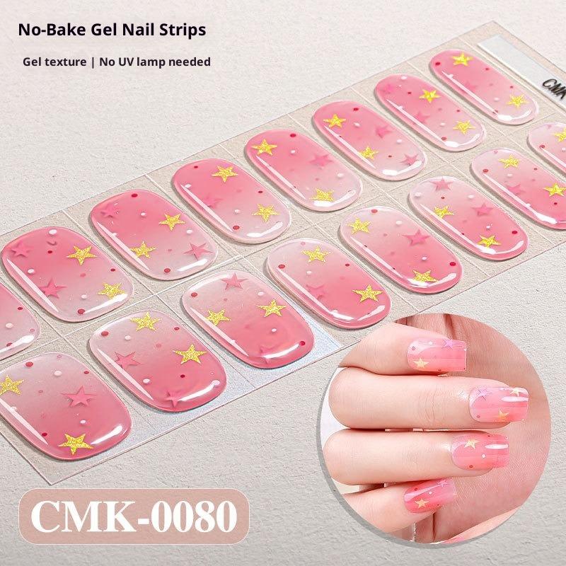 Cat-Eye Nagelsticker ohne Backen oder UV-Schutz, Grenzüberschreitende Florale, Karierte, Gepunktete Gel-Nagelsticker