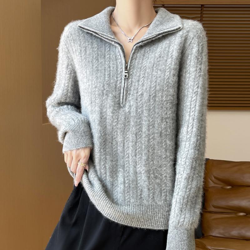 Women's Cashmere Sweater Qinghe Cashmere 30% Cashmere 70% Wool Women's Autumn and Winter Thick Cashmere Pullover Soft and Warm