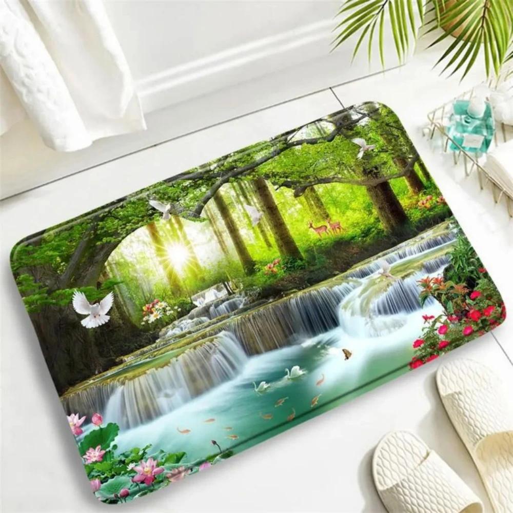 Coastal Ocean Beach Themed NonSkid Rug Waterproof Door Mat for Kitchen Entrance Living Room Bedroom All Season Floor Mat Decor