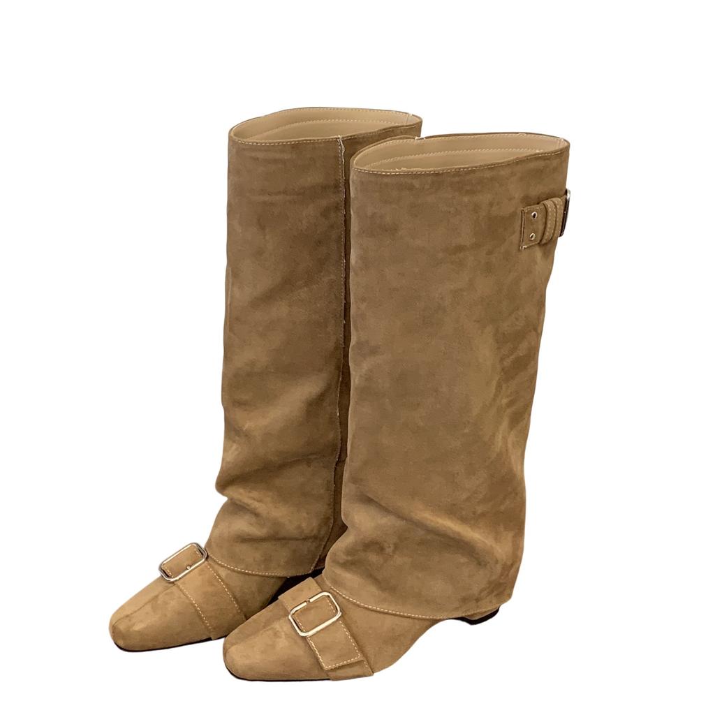Atmosphere Stacking Boots Short Pleated ss Niche Design Pants High Boots Women