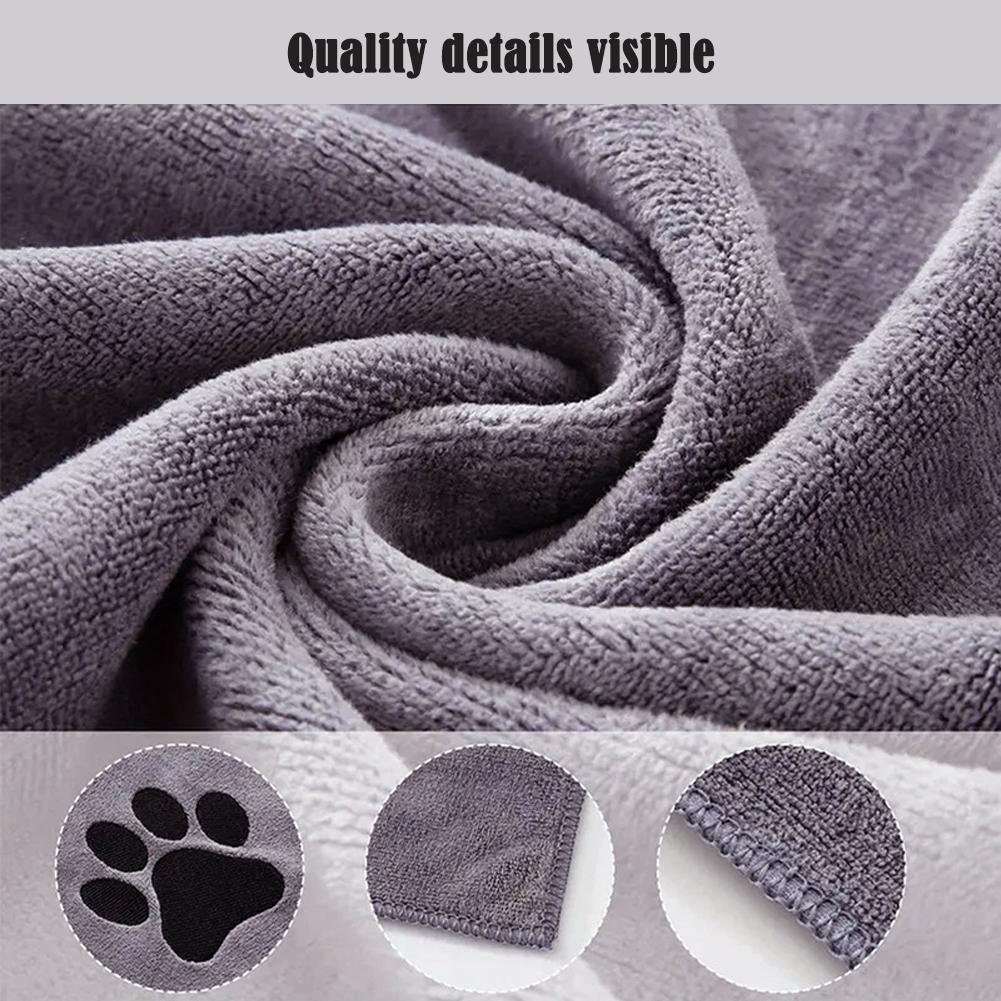 Microfiber Bath Tow Embroidered Super Soft Absorbent Quick Thick Dog Cat Blanet For Dogs Bath Grooming Supplies