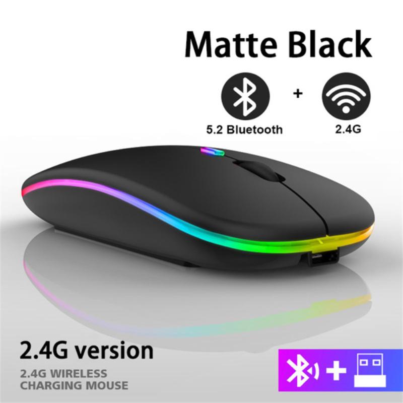 Chaud! Souris sans fil 2.4g Compatible Bluetooth Rgb Rechargeable Silencieuse Rétroéclairage Led Souris de jeu ergonomique