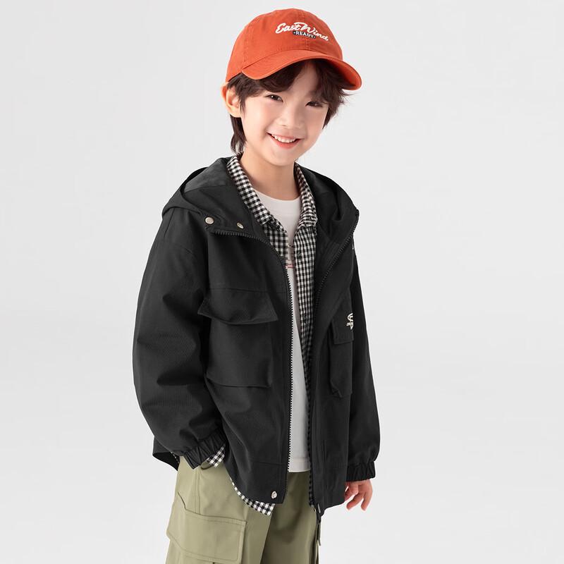 Boys Outdoor Water-Repellent Hooded Softshell Jacket 110