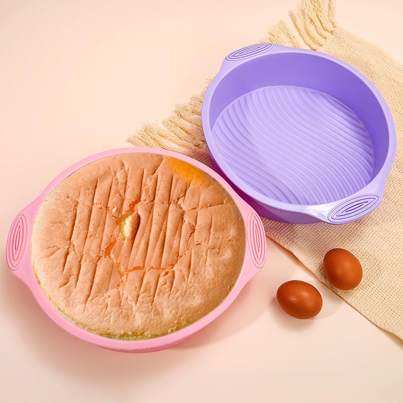 FAIS DU Upgraded Cake Silicone Baking Pan with Handle Round Silicone Molds Bakeware for Cakes Mousse Pastry Cake Decorate Tools