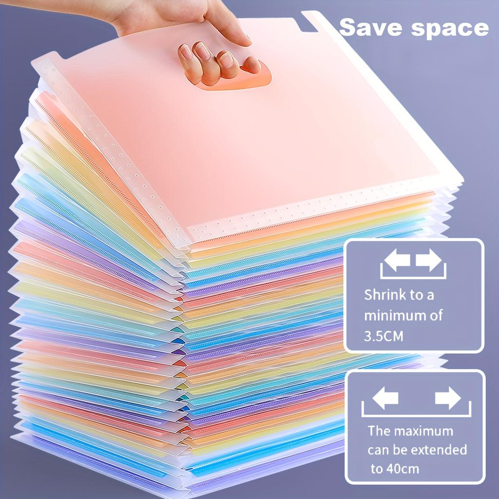 [Rainbow Folder] 25 Layers, 1pc A4 Large Capacity Transparent Expandable Folder ,Can Hold 2000 Sheets | Suitable for Office,School, File Storage Bag